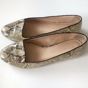Loeffler Randall Cream and Black Snakeskin Loafers